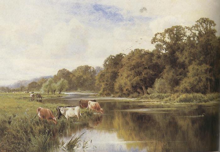 Henry h.parker Cattle watering on a Riverbank (mk37)